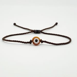 Evil eye single string bracelet, brown, adjustable for man and woman